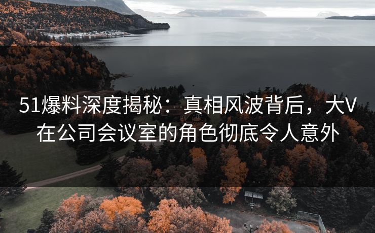 51爆料深度揭秘：真相风波背后，大V在公司会议室的角色彻底令人意外