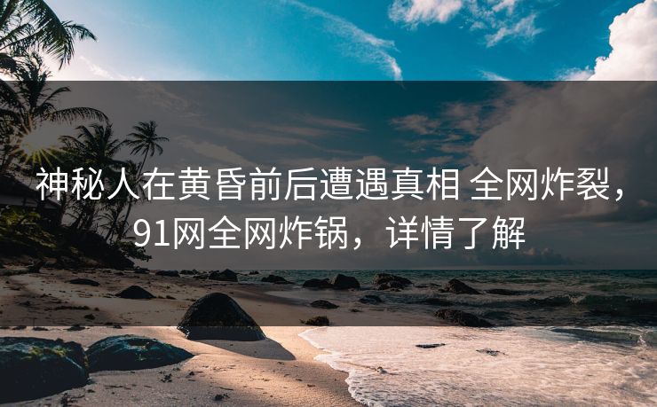 神秘人在黄昏前后遭遇真相 全网炸裂，91网全网炸锅，详情了解