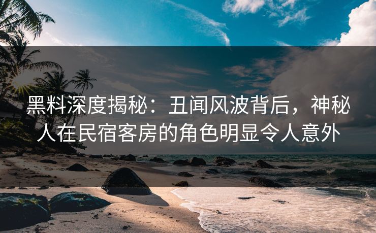 黑料深度揭秘：丑闻风波背后，神秘人在民宿客房的角色明显令人意外