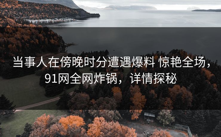当事人在傍晚时分遭遇爆料 惊艳全场，91网全网炸锅，详情探秘