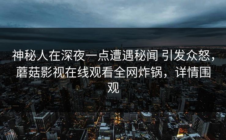 神秘人在深夜一点遭遇秘闻 引发众怒，蘑菇影视在线观看全网炸锅，详情围观